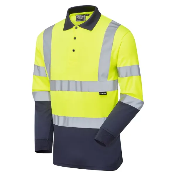 Picture of Supertouch Hi Vis 2 Tone Yellow Long Sleeve Polo